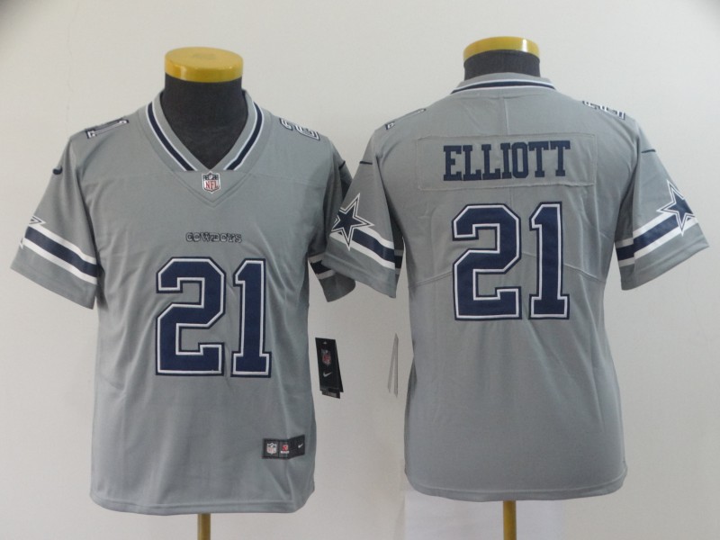 Youth Dallas Cowboys #21 Elliott grey Nike Vapor Untouchable Limited NFL Jersey->youth nfl jersey->Youth Jersey
